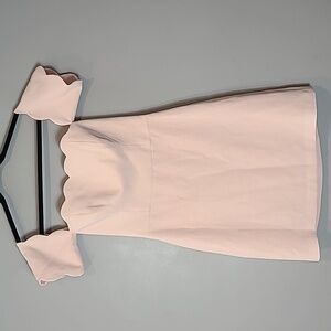 Club‎ Monaco Pink Scalloped Crepe Dress Size 6 Coquette Wedding Guest